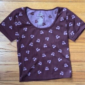 Pink Republic Plum Cherry Patterned Top